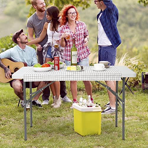 White 4FT Heavy Duty Plastic Folding Table with Carrying Handle O907870