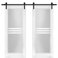 Modern Double Barn Door 36 x 80 inches with Opaque Glass 4 Lites K8857
