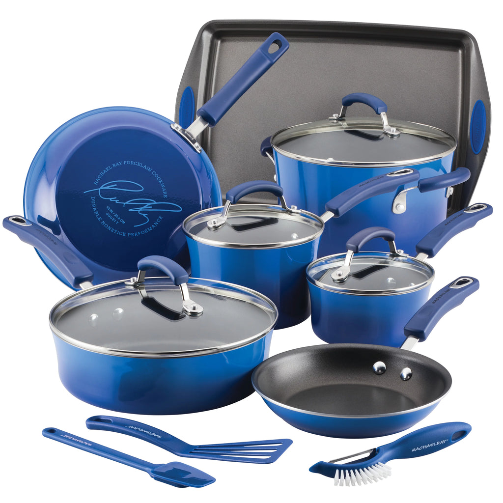 14 Pc Hard Enamel Nonstick Cookware Set Blue Gradient U123763