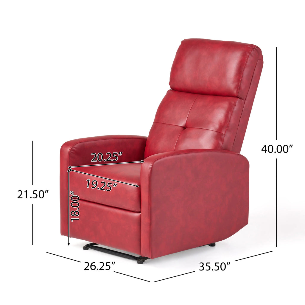Red Faux Leather Recliner J1164