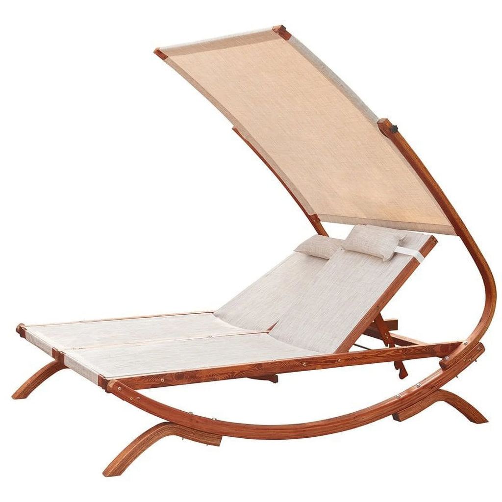 Wood Double Reclining Lounge Chair with Canopy G4299