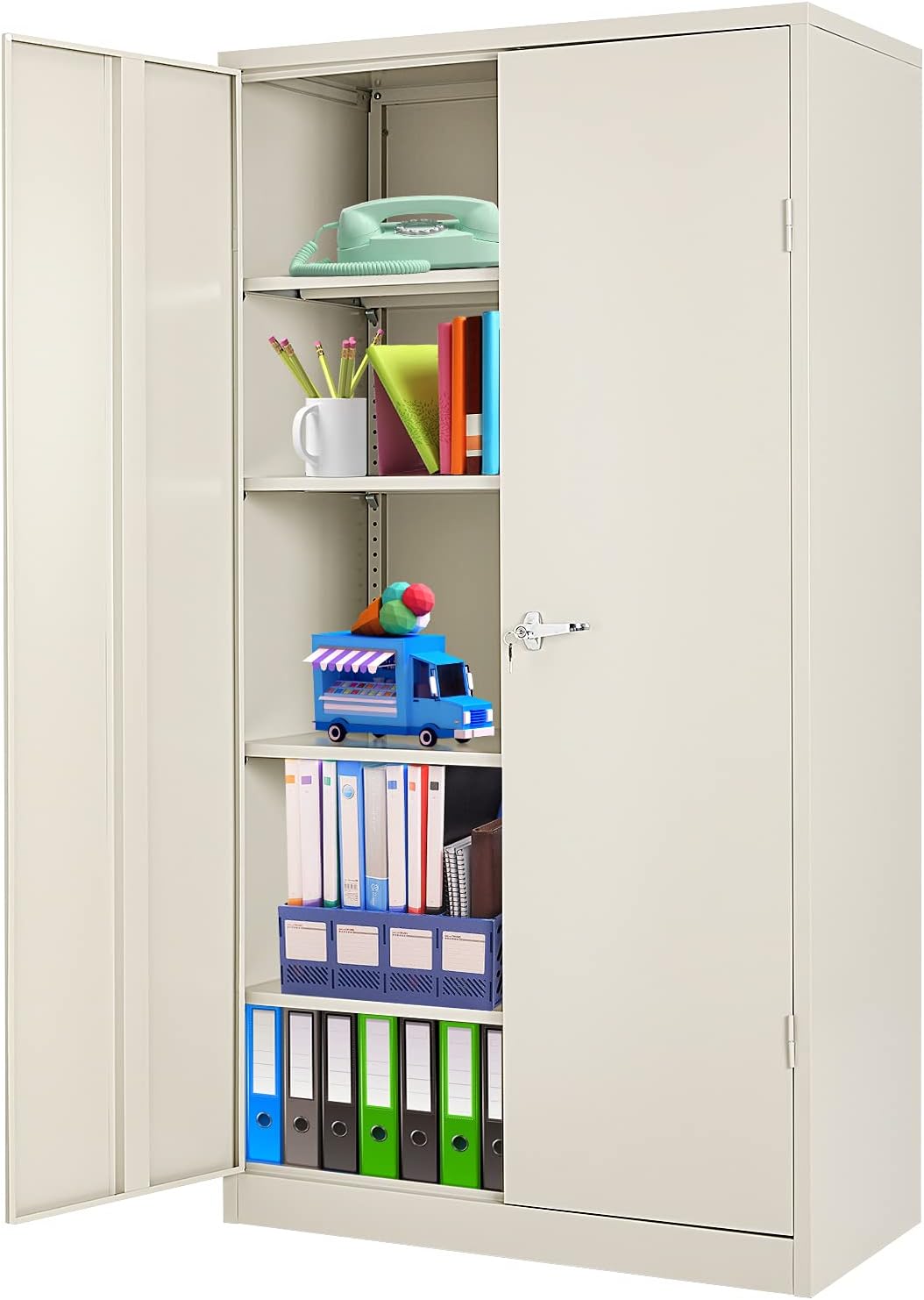 Locking Metal Cabinet with 2 Doors, 4 Adjustable Shelves, 72" V17762