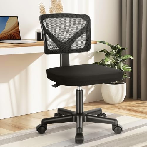 Black Ergonomic Mesh Mid Back Armless Desk Chair with Wheels K731