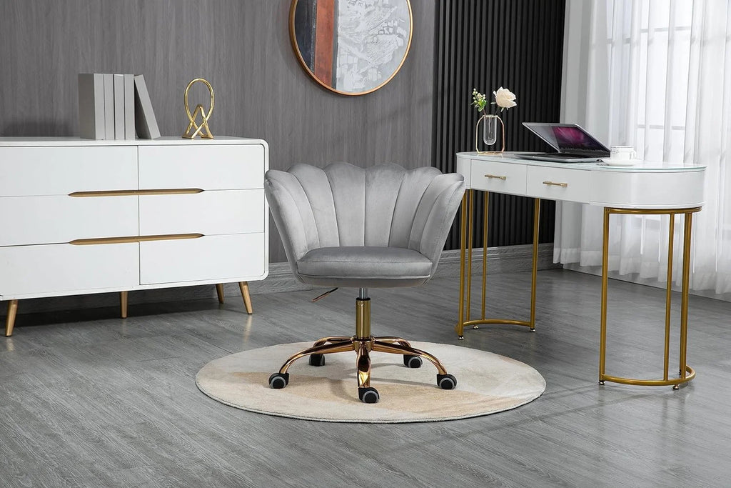 Velvet Upholstered Swivel Task Chair with Wheels T638