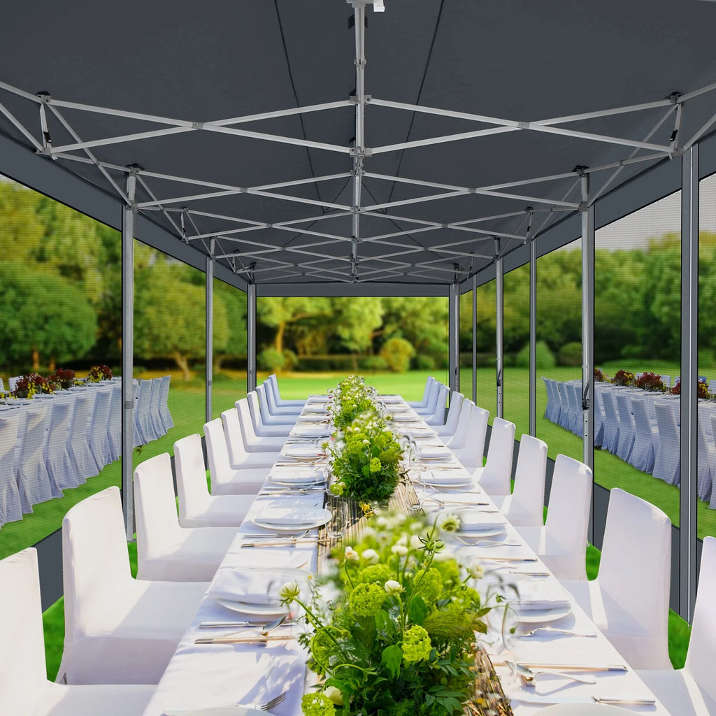 10x15 Heavy Duty Pop up Canopy Tent with Netting and Sidewalls, Black G866