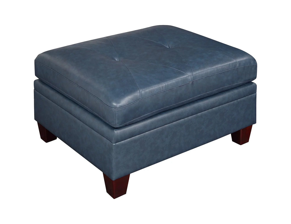 Ink Blue Top Grain Leather 7pc Tufted Sectional Sofa S469517