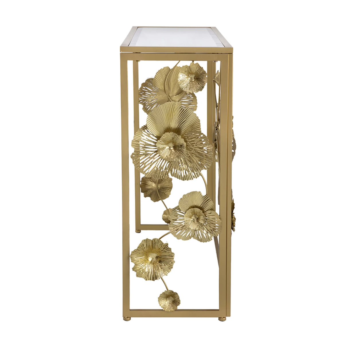 Gold Console Table with Mirrored Glass Top M45495