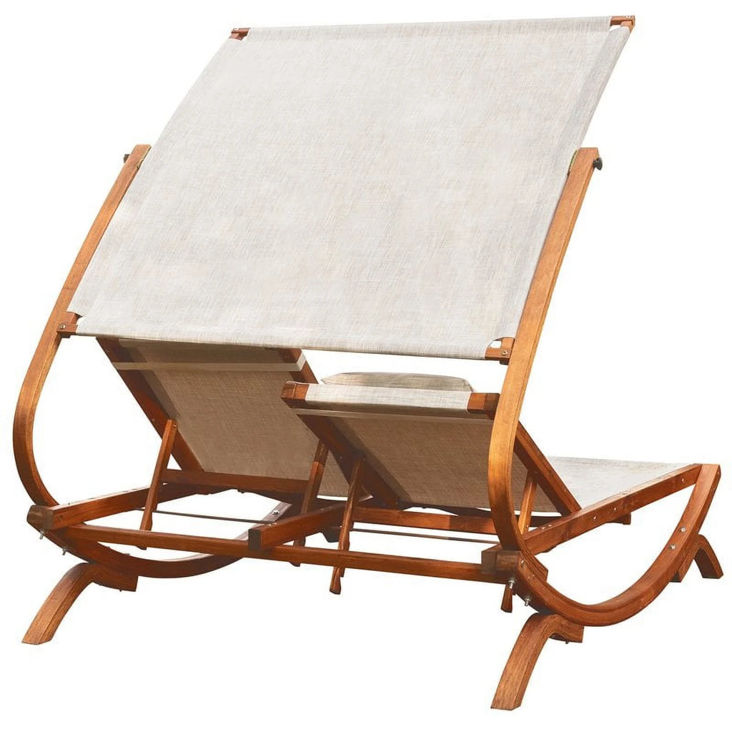 Wood Double Reclining Lounge Chair with Canopy G4299
