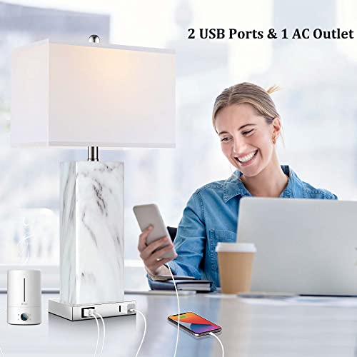 Touch Control Table Lamps Set of 2 with USB Ports and AC Outlet P642304