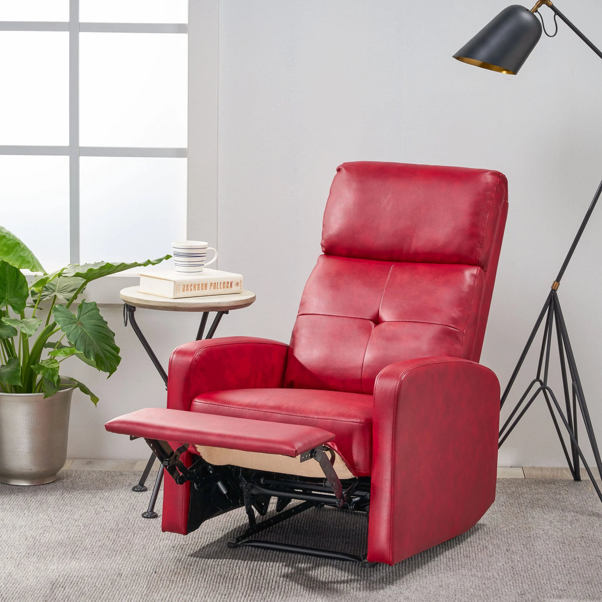 Red Faux Leather Recliner J1164
