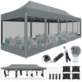 10x15 Heavy Duty Pop up Canopy Tent with Netting and Sidewalls, Black G866