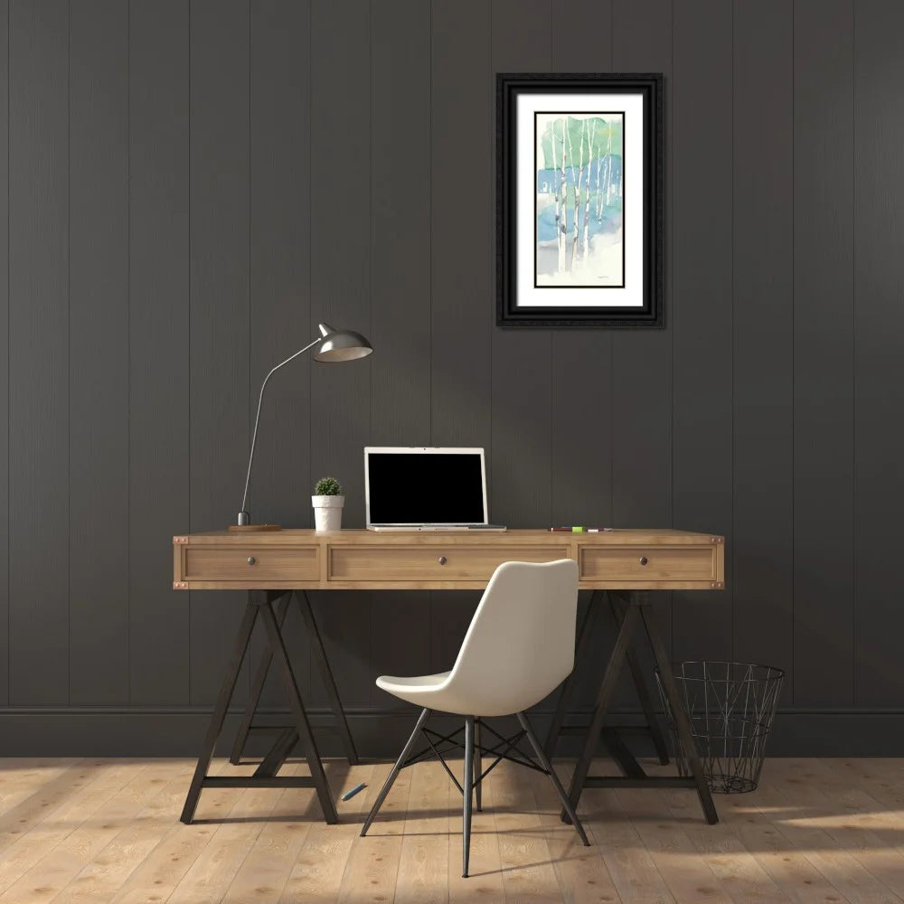 Aspens Panel II 11x18 Black Ornate Wood Framed Art Print K692