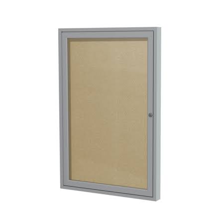 1 Door Enclosed Vinyl Bulletin Board with Satin Frame Wall Mounted TackBoard, Caramel, 36H I77647