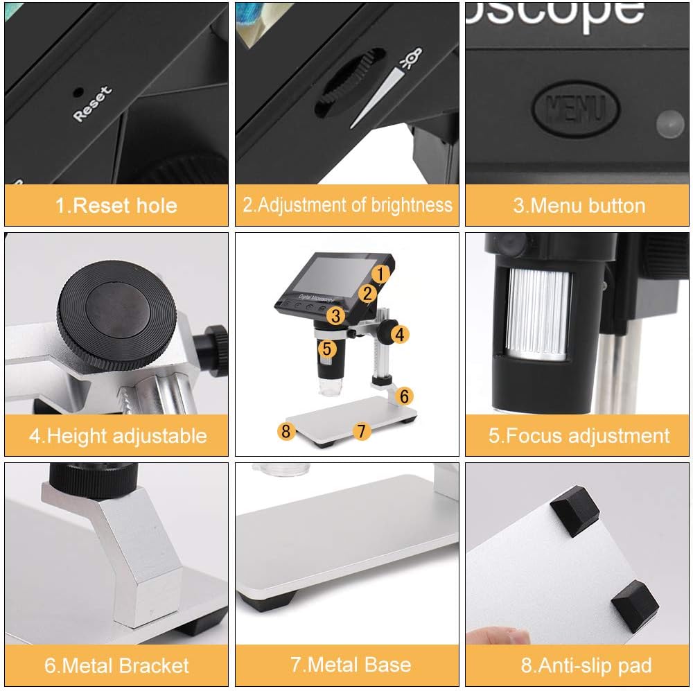 4.3 inch 50X-1000X Magnification 720P LCD Digital Microscope Camera K320