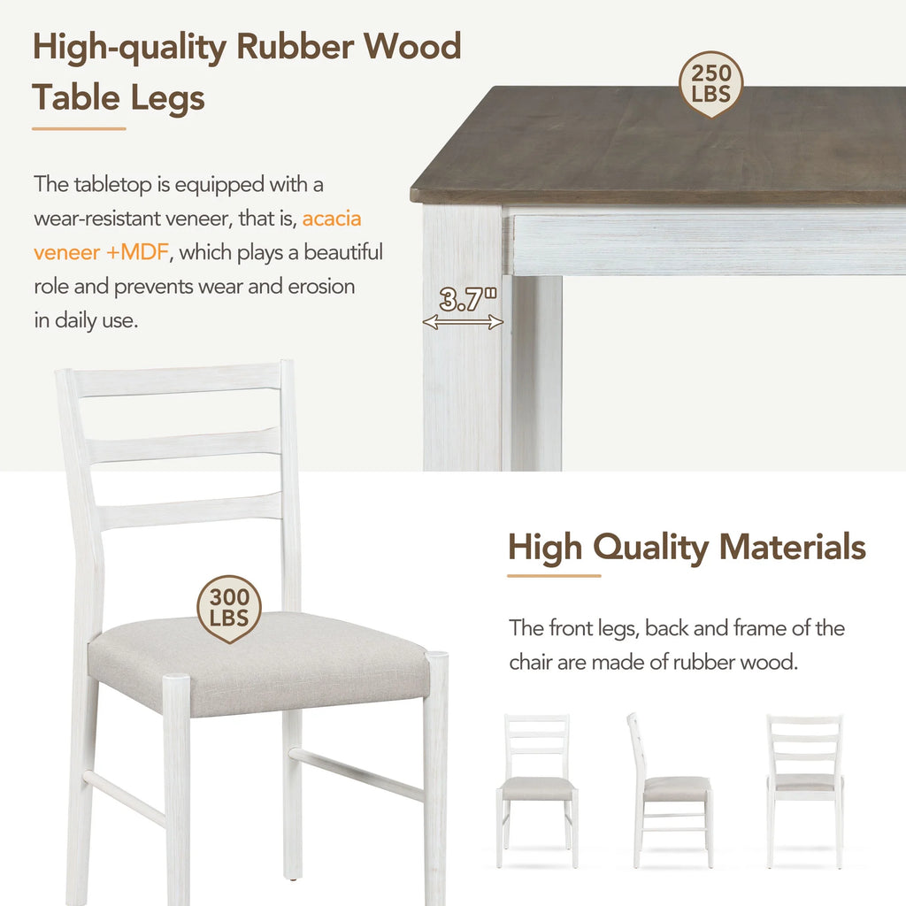 Farmhouse 7 Piece Dining Set Extendable Table with 12” Leaf and 2 Drawers O201303