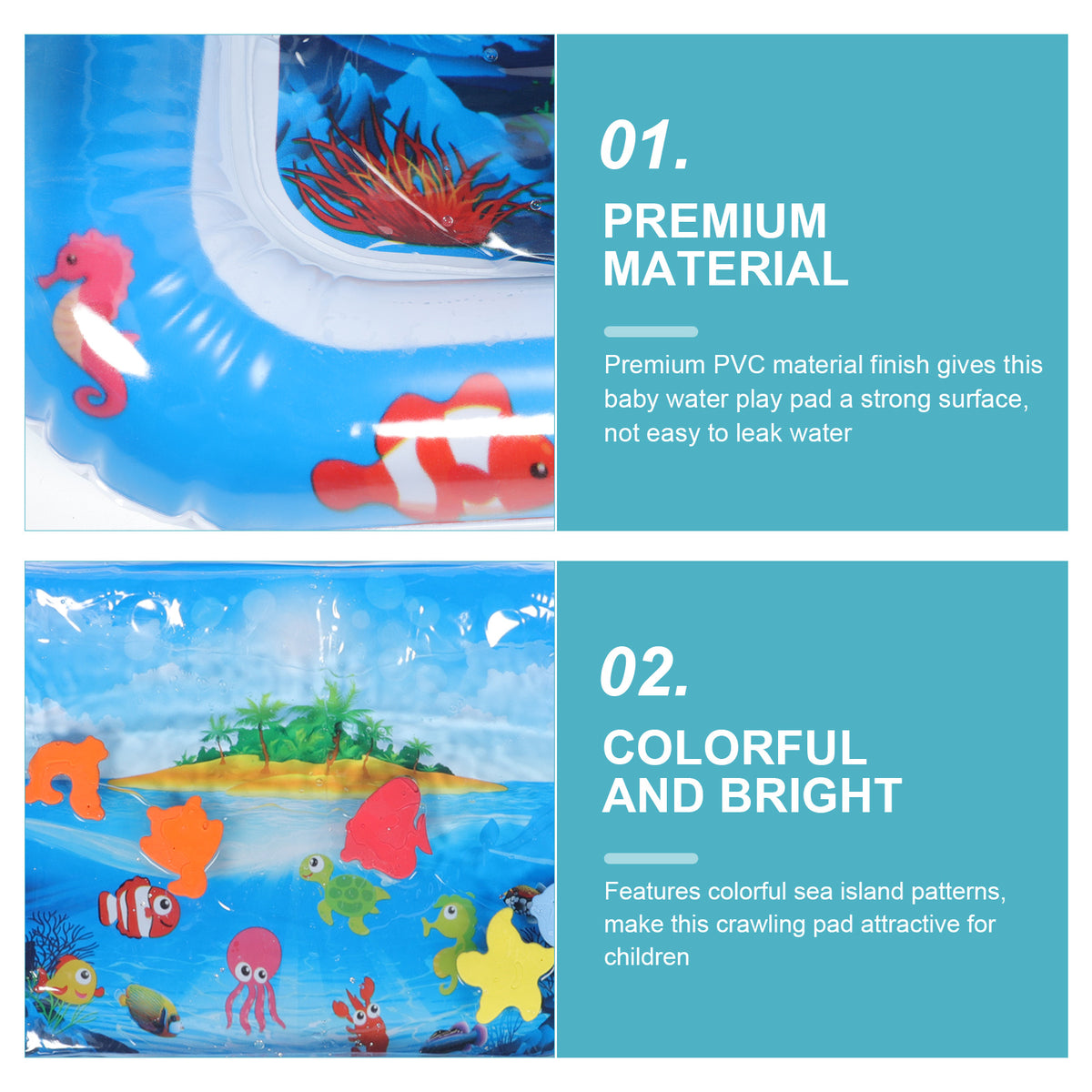 Inflatable Baby Crawling Pad Fish Mat Water Cushion Pvc E3865