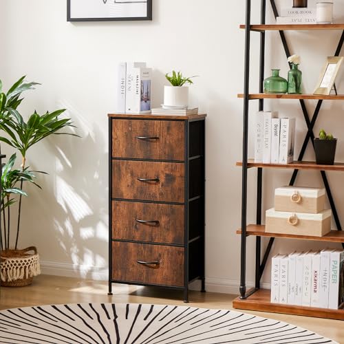 Black 4 Fabric Drawers Nightstand Y940688