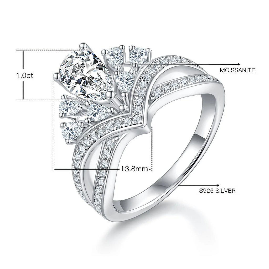 18k White Gold Over Silver Pear Cut Moissanite Engagement Ring H409069