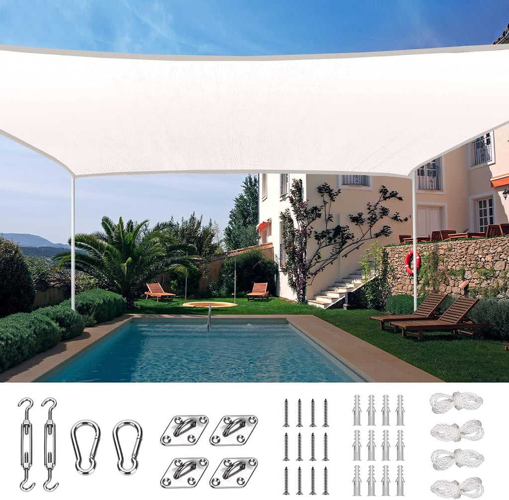 20X20FT 185G HDPE Square Sun Shade Sail Canopy (White) S504252