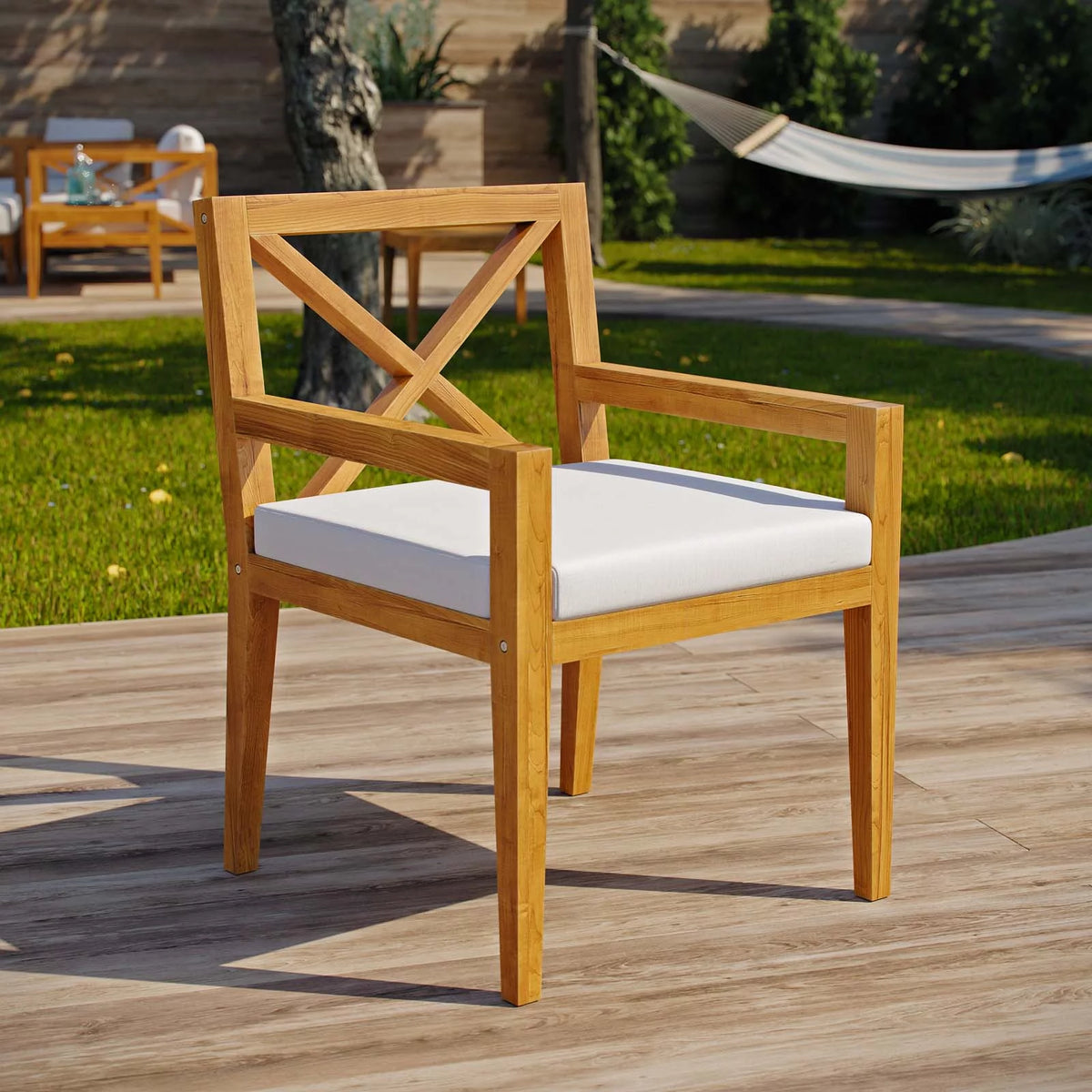 Natural White Wood Armchair Q433