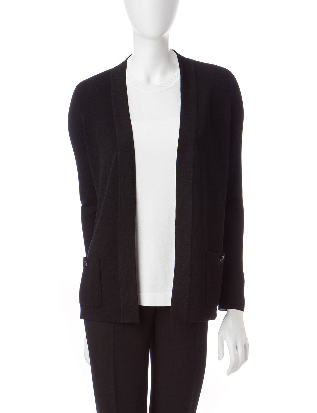 Black Open-Front Cardigan C6324