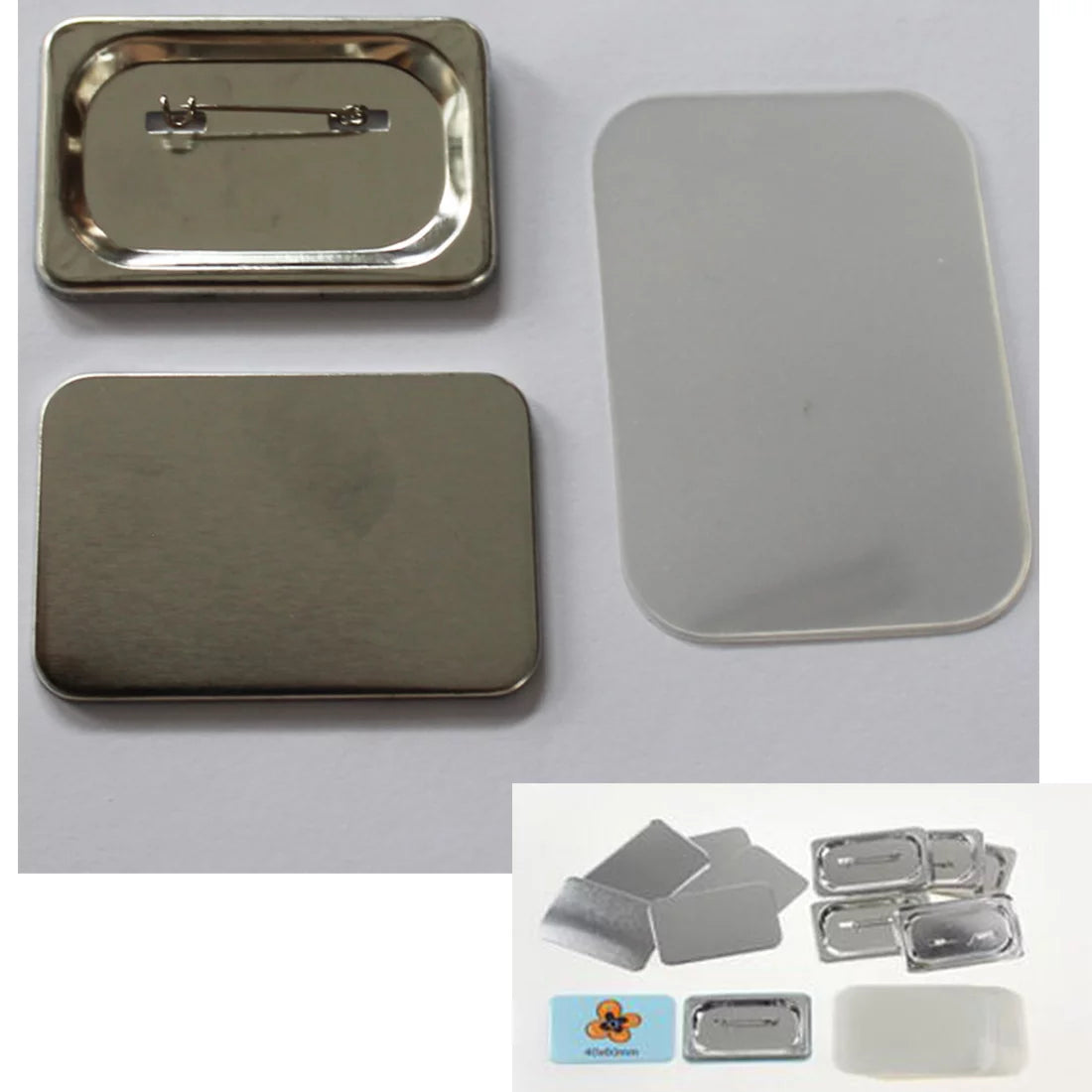 100set 40*60mm Rectangle Pin Back Button D3407