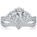 18k White Gold Over Silver Pear Cut Moissanite Engagement Ring H409069