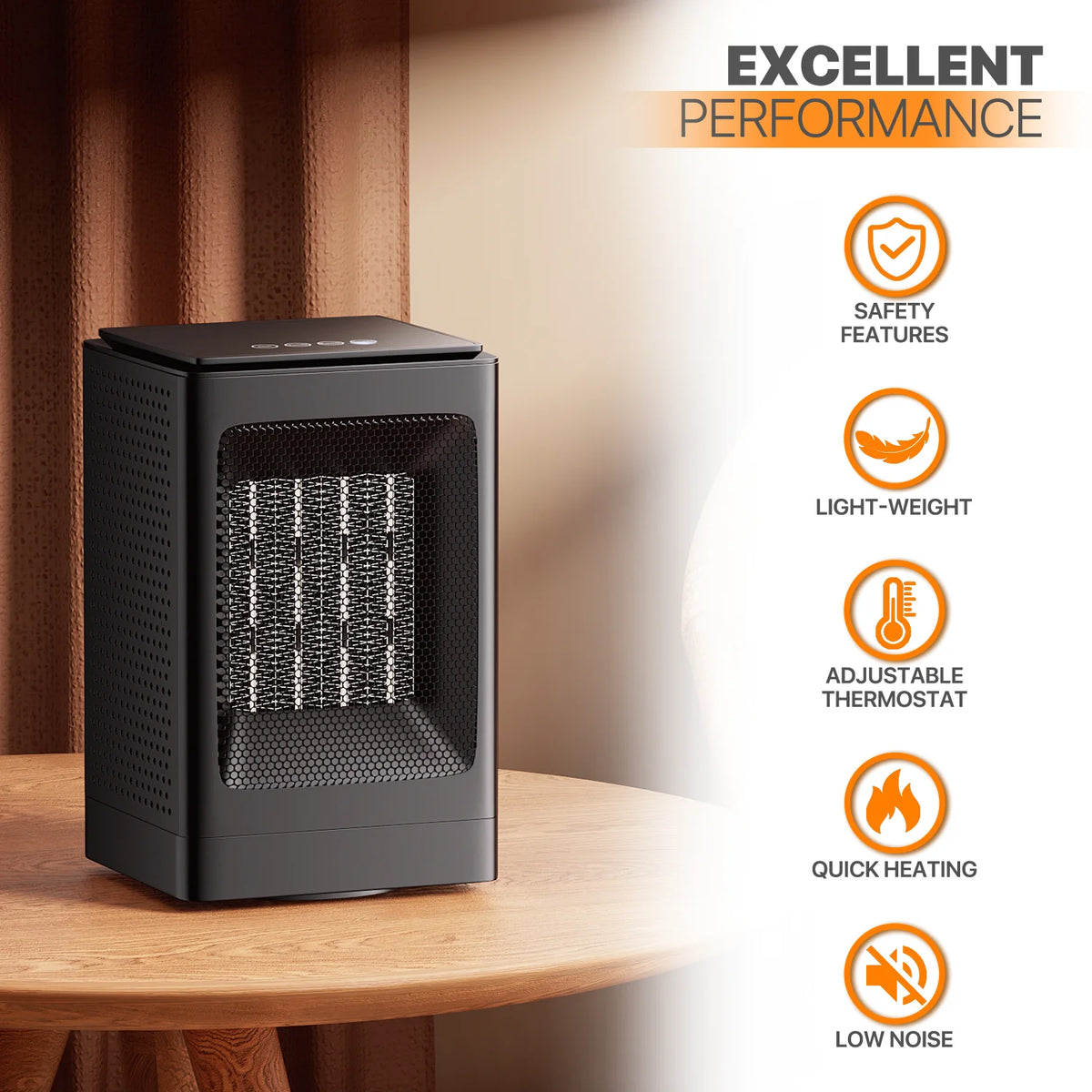 1500W PTC Portable Electric Space Heater with Timer S495