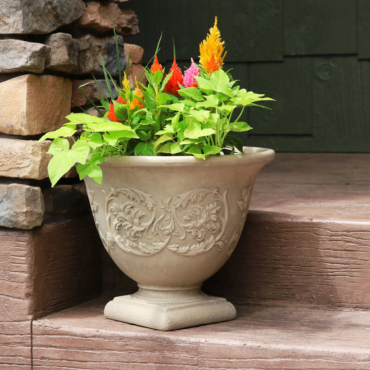 Beige 16" Double-Walled Weather-Resistant Planter L513