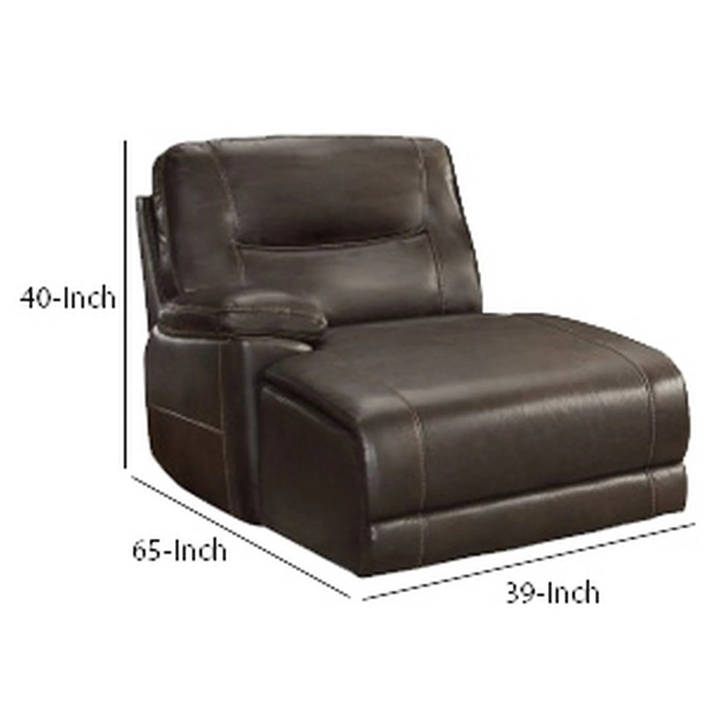 Brown Vegan Faux Leather Chaise Recliner Y225917